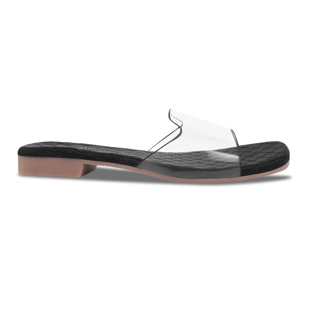 Padchin Women's Transparent Square Toe Flats | Stylish Slip-On Platform Slippers