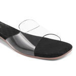 Load image into Gallery viewer, Padchin Women&#39;s Transparent Square Toe Flats | Stylish Slip-On Platform Slippers
