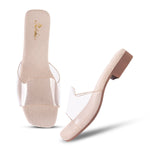 Load image into Gallery viewer, Padchin Women&#39;s Transparent Square Toe Flats | Stylish Slip-On Platform Slippers
