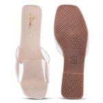 Load image into Gallery viewer, Padchin Women&#39;s Transparent Square Toe Flats | Stylish Slip-On Platform Slippers
