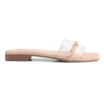 Load image into Gallery viewer, Padchin Women&#39;s Transparent Square Toe Flats | Stylish Slip-On Platform Slippers with Belt Design
