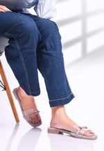 Load image into Gallery viewer, Padchin Women&#39;s Transparent Square Toe Flats | Stylish Slip-On Platform Slippers with Belt Design
