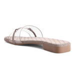Load image into Gallery viewer, Padchin Women&#39;s Transparent Square Toe Flats | Stylish Slip-On Platform Slippers with Belt Design
