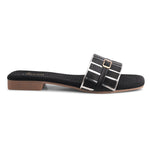 Load image into Gallery viewer, Padchin Women&#39;s Embellished Square Toe Flats | Soft Stylish Slip-On Platform Slippers
