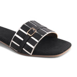Load image into Gallery viewer, Padchin Women&#39;s Embellished Square Toe Flats | Soft Stylish Slip-On Platform Slippers
