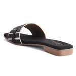 Load image into Gallery viewer, Padchin Women&#39;s Embellished Square Toe Flats | Soft Stylish Slip-On Platform Slippers
