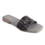 Load image into Gallery viewer, Padchin Women&#39;s Embellished Square Toe Flats | Soft Stylish Slip-On Platform Slippers
