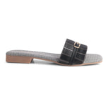 Load image into Gallery viewer, Padchin Women&#39;s Embellished Square Toe Flats | Soft Stylish Slip-On Platform Slippers
