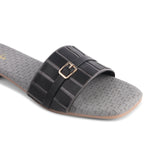 Load image into Gallery viewer, Padchin Women&#39;s Embellished Square Toe Flats | Soft Stylish Slip-On Platform Slippers
