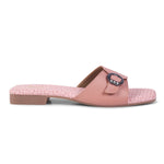 Load image into Gallery viewer, Padchin Women&#39;s Buckled Square Toe Flats | Soft Stylish Slip-On Sandals with Buckle Detail

