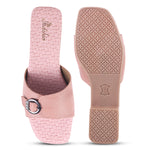 Load image into Gallery viewer, Padchin Women&#39;s Buckled Square Toe Flats | Soft Stylish Slip-On Sandals with Buckle Detail
