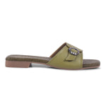 Load image into Gallery viewer, Padchin Women&#39;s Buckled Square Toe Flats | Soft Stylish Slip-On Sandals with Buckle Detail
