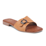 Load image into Gallery viewer, Padchin Women&#39;s Buckled Square Toe Flats | Soft Stylish Slip-On Sandals with Buckle Detail

