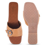 Load image into Gallery viewer, Padchin Women&#39;s Buckled Square Toe Flats | Soft Stylish Slip-On Sandals with Buckle Detail
