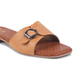 Load image into Gallery viewer, Padchin Women&#39;s Buckled Square Toe Flats | Soft Stylish Slip-On Sandals with Buckle Detail
