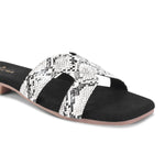 Load image into Gallery viewer, Padchin Women&#39;s Checked Design Square Toe Flats | Soft Stylish Slip-On Sandals
