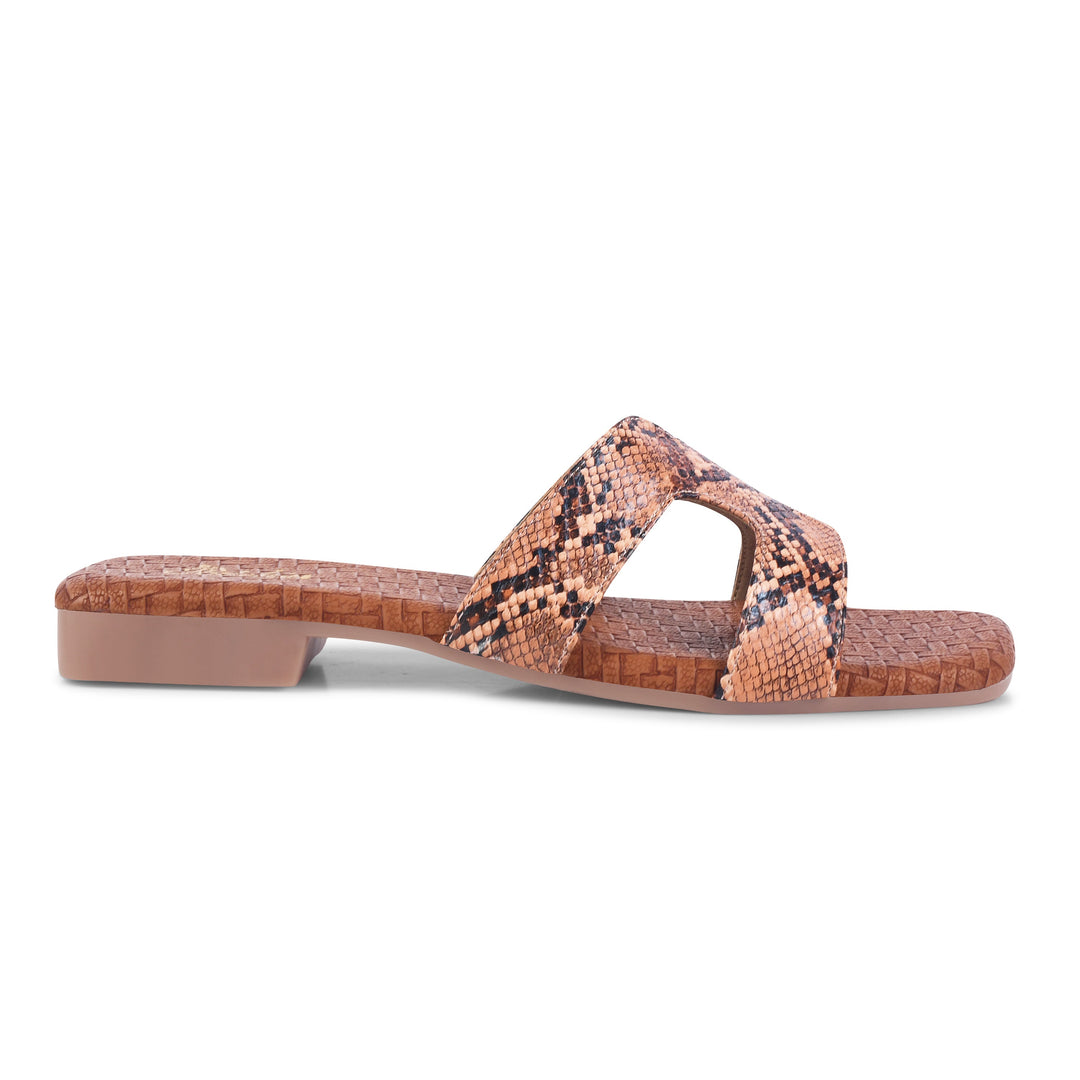 Padchin Women's Checked Design Square Toe Flats | Soft Stylish Slip-On Sandals