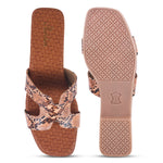 Load image into Gallery viewer, Padchin Women&#39;s Checked Design Square Toe Flats | Soft Stylish Slip-On Sandals

