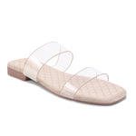 Load image into Gallery viewer, Padchin Women&#39;s Transparent Square Toe Flats | Soft Stylish Double Strap Slip-On Sandals
