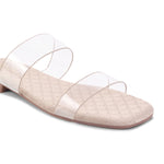 Load image into Gallery viewer, Padchin Women&#39;s Transparent Square Toe Flats | Soft Stylish Double Strap Slip-On Sandals
