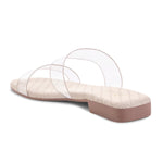 Load image into Gallery viewer, Padchin Women&#39;s Transparent Square Toe Flats | Soft Stylish Double Strap Slip-On Sandals
