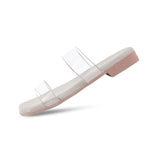 Load image into Gallery viewer, Padchin Women&#39;s Transparent Square Toe Flats | Soft Stylish Double Strap Slip-On Sandals
