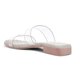 Load image into Gallery viewer, Padchin Women&#39;s Transparent Square Toe Flats | Soft Stylish Double Strap Slip-On Sandals
