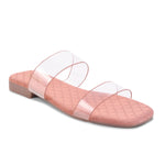 Load image into Gallery viewer, Padchin Women&#39;s Transparent Square Toe Flats | Soft Stylish Double Strap Slip-On Sandals
