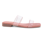Load image into Gallery viewer, Padchin Women&#39;s Transparent Square Toe Flats | Soft Stylish Double Strap Slip-On Sandals

