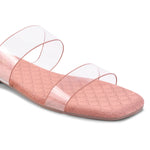 Load image into Gallery viewer, Padchin Women&#39;s Transparent Square Toe Flats | Soft Stylish Double Strap Slip-On Sandals

