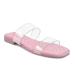 Load image into Gallery viewer, Padchin Women&#39;s Transparent Square Toe Flats | Soft Stylish Double Strap Slip-On Sandals
