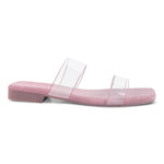 Load image into Gallery viewer, Padchin Women&#39;s Transparent Square Toe Flats | Soft Stylish Double Strap Slip-On Sandals
