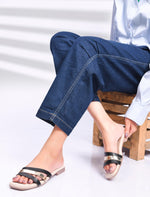 Load image into Gallery viewer, Padchin Women&#39;s Multi Strap Square Toe Flats | Soft Stylish Slip-On Sandals
