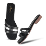 Load image into Gallery viewer, Padchin Women&#39;s Multi Strap Square Toe Flats | Soft Stylish Slip-On Sandals
