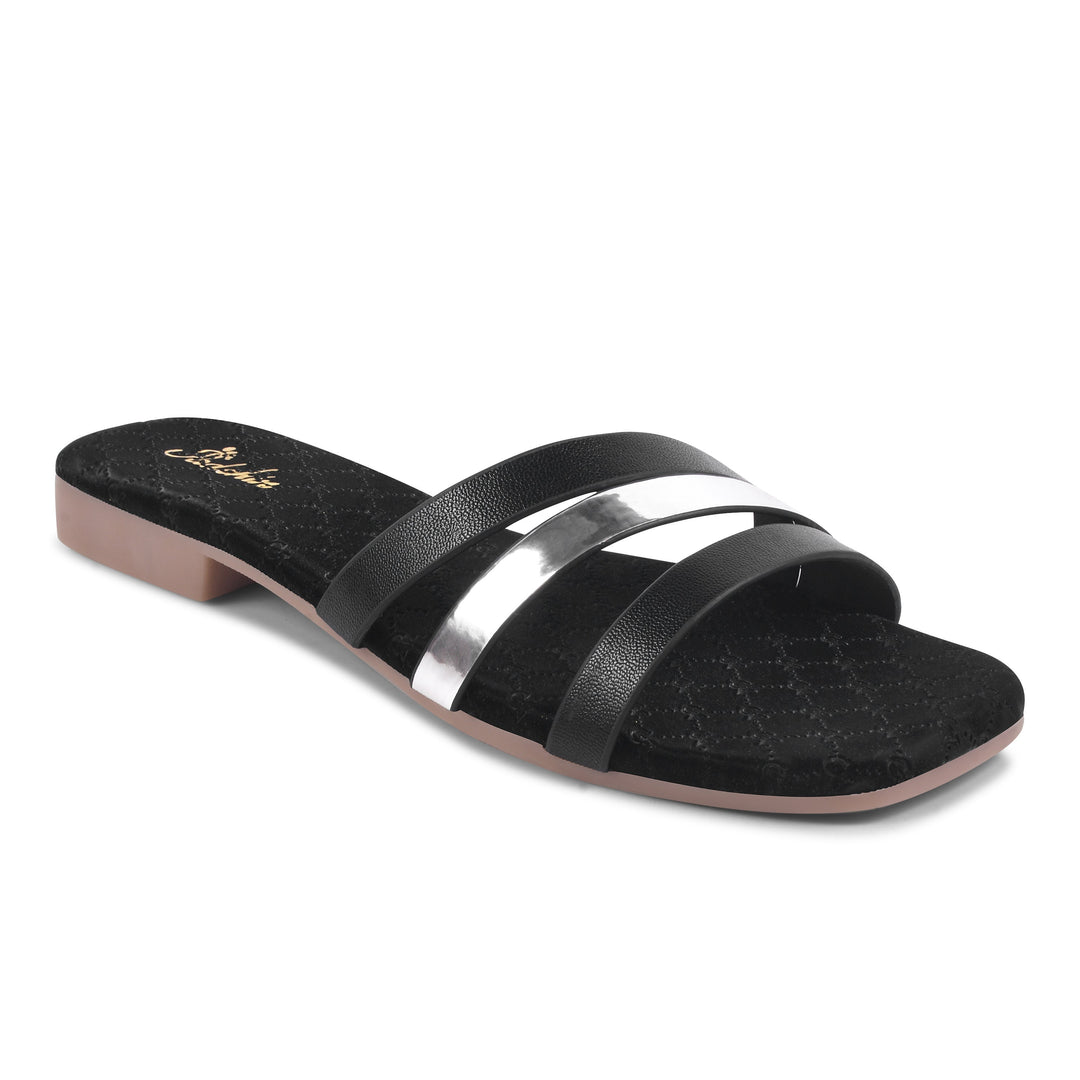 Padchin Women's Multi Strap Square Toe Flats | Soft Stylish Slip-On Sandals