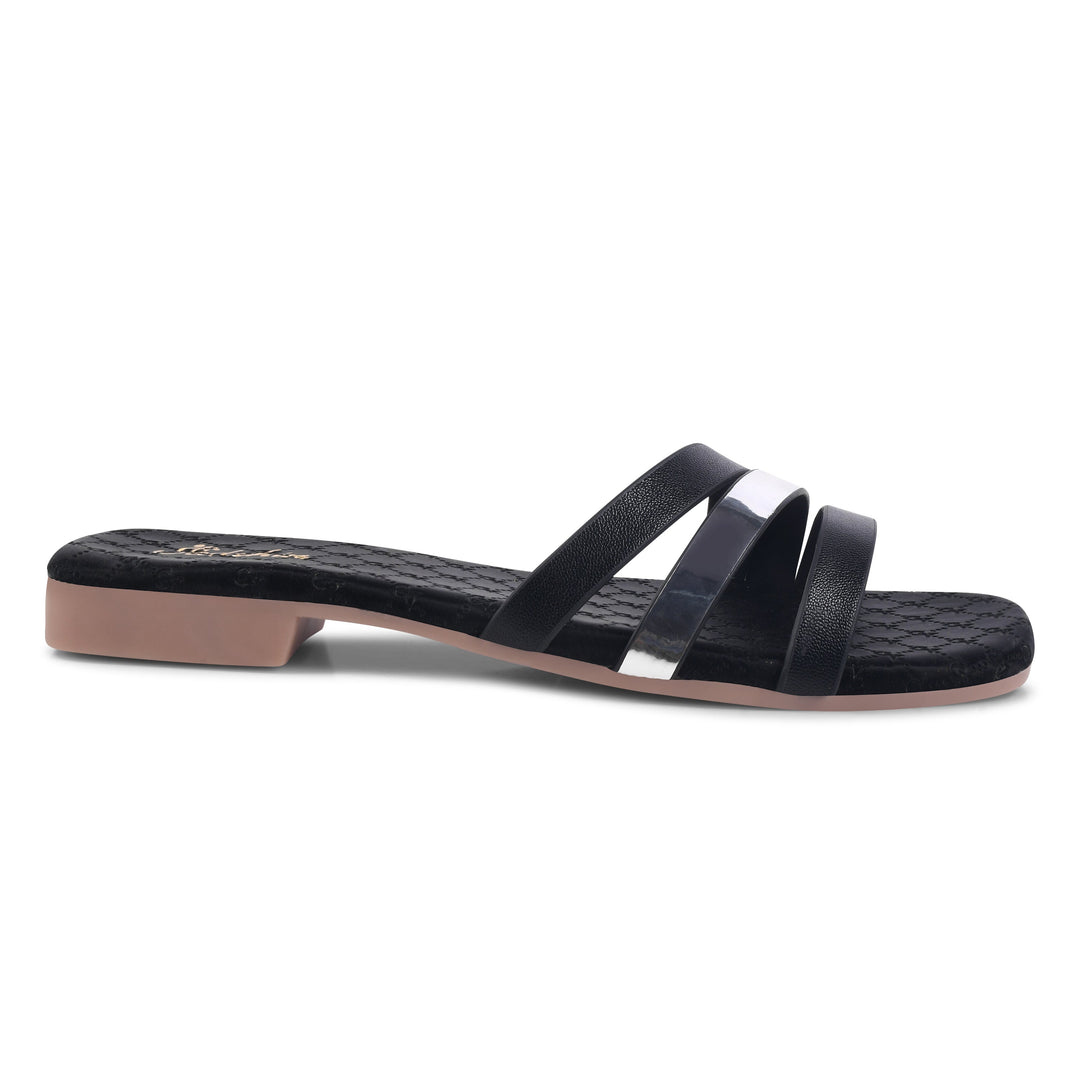 Padchin Women's Multi Strap Square Toe Flats | Soft Stylish Slip-On Sandals