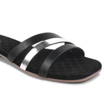 Load image into Gallery viewer, Padchin Women&#39;s Multi Strap Square Toe Flats | Soft Stylish Slip-On Sandals
