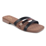 Load image into Gallery viewer, Padchin Women&#39;s Multi Strap Square Toe Flats | Soft Stylish Slip-On Sandals
