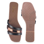 Load image into Gallery viewer, Padchin Women&#39;s Multi Strap Square Toe Flats | Soft Stylish Slip-On Sandals
