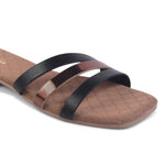 Load image into Gallery viewer, Padchin Women&#39;s Multi Strap Square Toe Flats | Soft Stylish Slip-On Sandals
