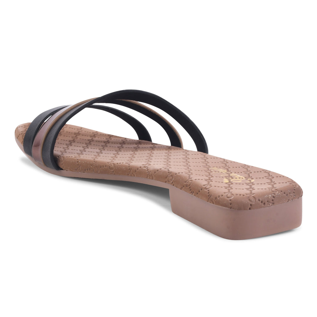 Padchin Women's Multi Strap Square Toe Flats | Soft Stylish Slip-On Sandals