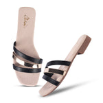 Load image into Gallery viewer, Padchin Women&#39;s Multi Strap Square Toe Flats | Soft Stylish Slip-On Sandals
