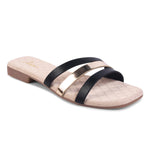 Load image into Gallery viewer, Padchin Women&#39;s Multi Strap Square Toe Flats | Soft Stylish Slip-On Sandals
