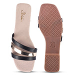 Load image into Gallery viewer, Padchin Women&#39;s Multi Strap Square Toe Flats | Soft Stylish Slip-On Sandals
