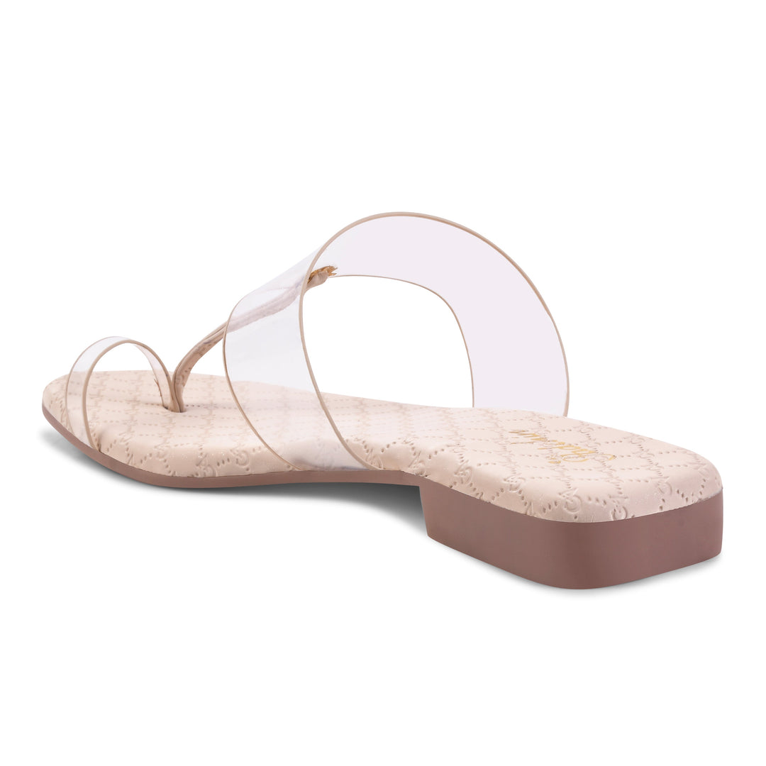 Padchin Women's Transparent Square Toe Flats | Comfortable Daily Wear Womens Flat Sandals