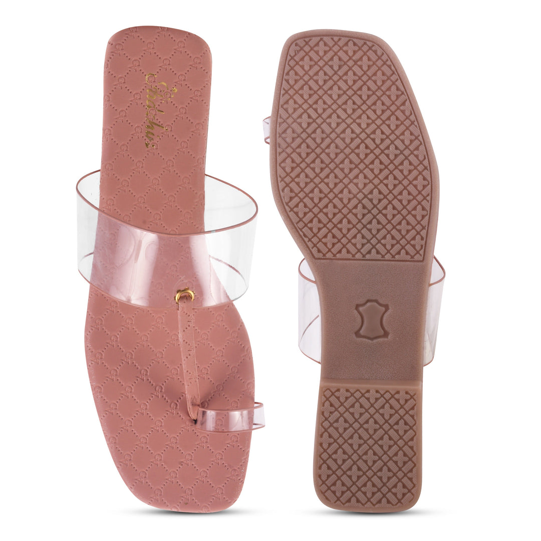 Padchin Women's Transparent Square Toe Flats | Comfortable Daily Wear Womens Flat Sandals