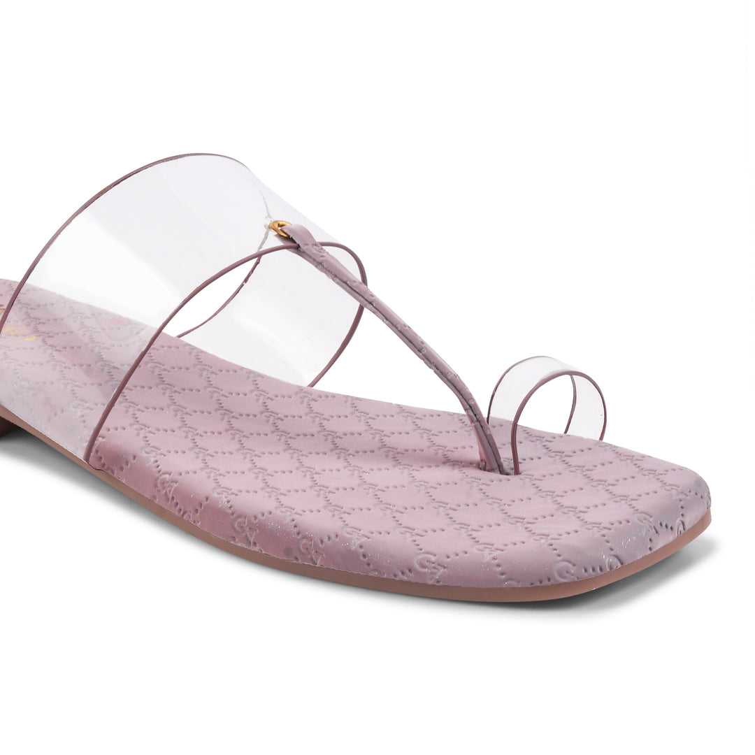 Padchin Women's Transparent Square Toe Flats | Comfortable Daily Wear Womens Flat Sandals