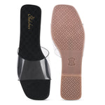 Load image into Gallery viewer, Padchin Women&#39;s Transparent Square Toe Flats | Soft Stylish Slip-On Platform Slippers
