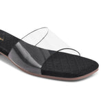 Load image into Gallery viewer, Padchin Women&#39;s Transparent Square Toe Flats | Soft Stylish Slip-On Platform Slippers
