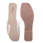 Load image into Gallery viewer, Padchin Women&#39;s Transparent Square Toe Flats | Soft Stylish Slip-On Platform Slippers
